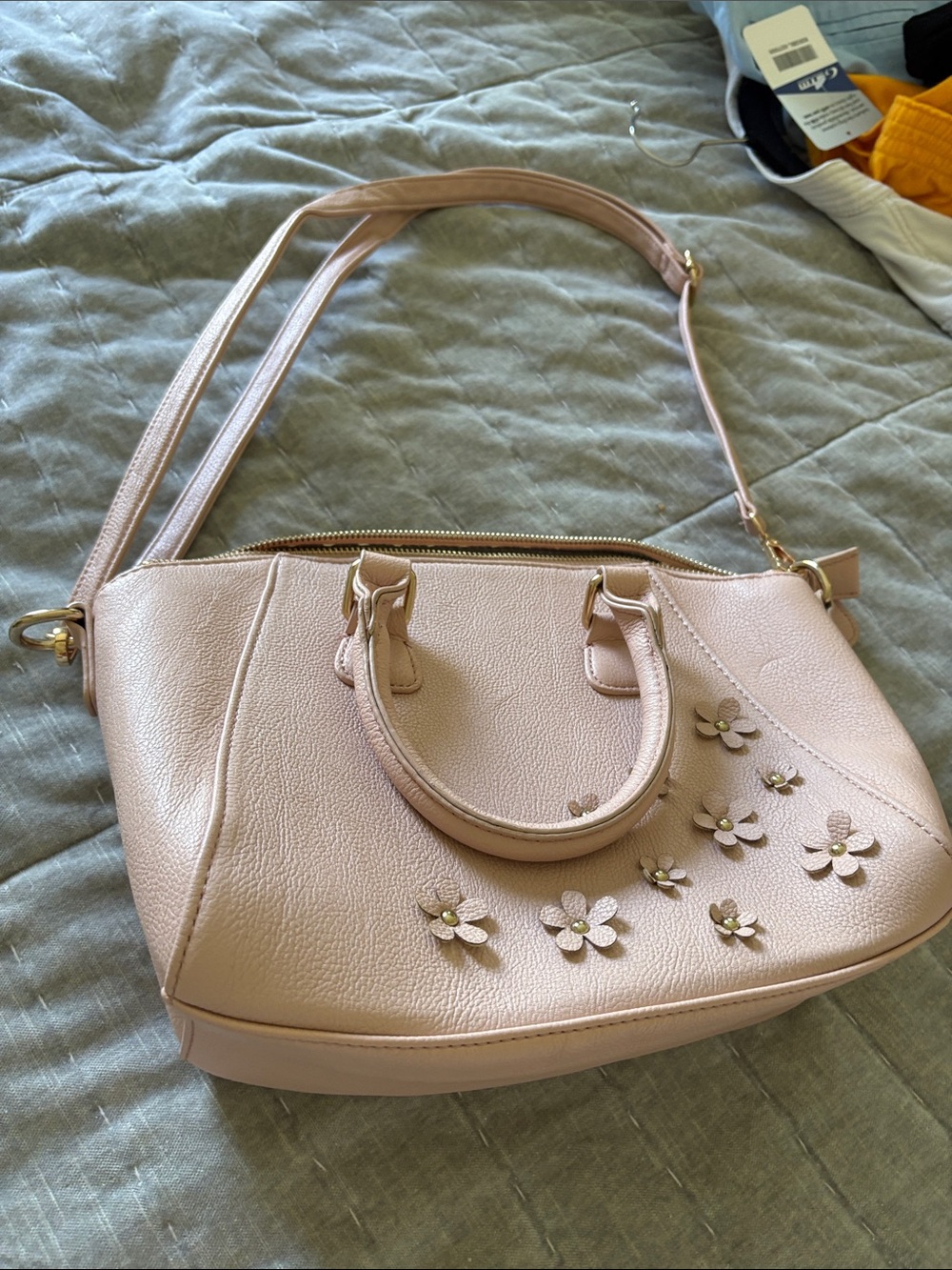 Women's Floral Accent Satchel Bag - Blush Pink